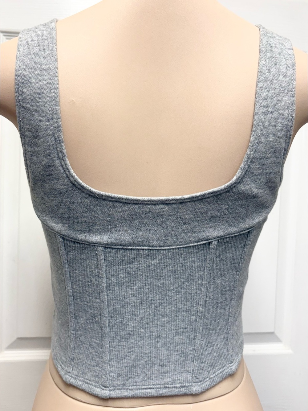 Victoria's Secret On Point Gray Zip Front Ribbed Corset Tank Top Small - Picture 3 of 11